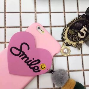 DIY Hard PC Smile Word Heart Pattern Small Hair Ball Tassel Back Cover Cell