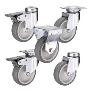 TPR 100mm 70kg Loading Rubber Casters With Double Brake