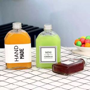 Spray Cap Flat Cold-Brew Coffee Glass Bottle 200ml 250ml 350ml 500ml for Juice