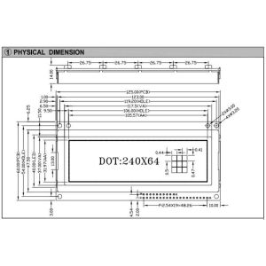 240*64 Graphic FSTN LCD Module With PCB Big Size Industrial Display