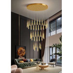 Buy cheap Long modern crystal chandelier for staircase luxury home decor nordic led pendant light(WH-NC-70) from wholesalers