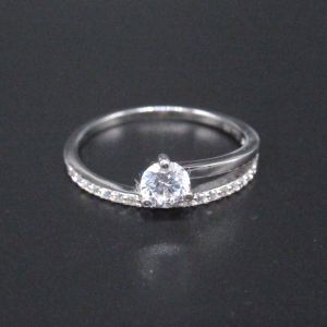 Buy cheap Asymmetric 925 Silver Cubic Zirconia Rings / Plating Rhodium Silver Engagement Rings from wholesalers