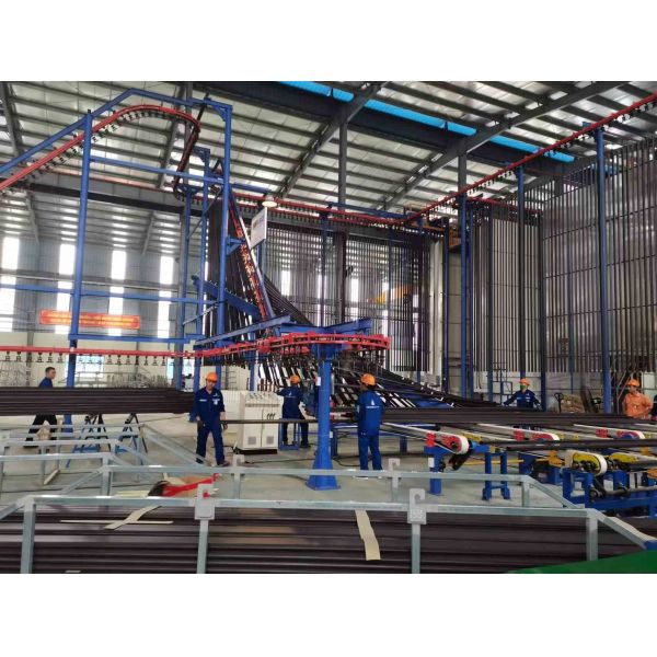 Quality Electrostatic Spraying Own Powder Supply Center Vertical Powder Coating Line Of Aluminium Alloy Profile With 400m2/T for sale