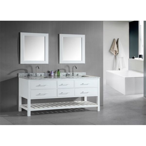 Quality Shaker Style Double Sink Bathroom Vanities And Cabinets Waterproof Board for sale
