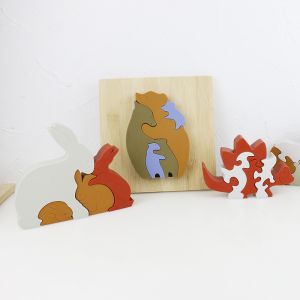 Customize Silicone Puzzle , 3D Infant Jigsaw Puzzles With Wooden Bamboo Base