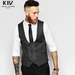 Buy cheap Men's Slim Black Suit Vest in Customized Color Perfect for Business Formal Style from wholesalers