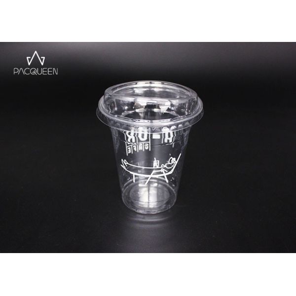 Quality Crack Proof Plastic Milkshake Cups , Milkshake Takeaway Cups With Lids for sale