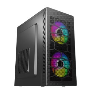 ETEK Gaming Computer Case MATX 2 Big RGB Fans On Front Panel Fan On Side Pandel