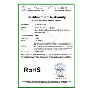 Conwin Optoelectronic Co., Ltd. Certifications