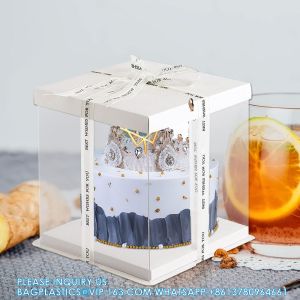 Cake Packaging Boxes Tall Cake Box With Lid and 148ft Ribbon Tall Cake Boxes for