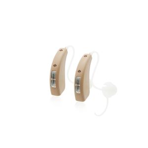 BTE Mini Rechargeable Hearing Aids Dual Microphone Beige White