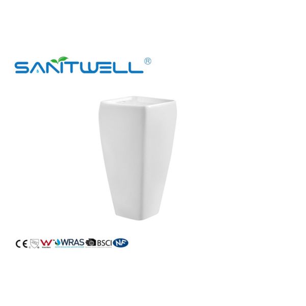 Quality Rectangular Shape Bathroom Pedestal Basins Self Cleaning Glazed White Color for sale