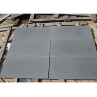 China Hainan Black Lava Sands Blasted Bluestone Black Dark Basalt Flamed Grooved Natural Stone Tiles Slabs for sale