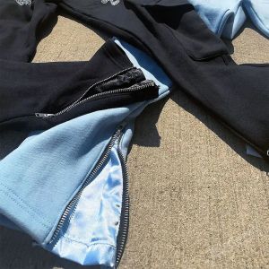 Custom Jogger Graphic Rhinestone Sweatpants Flared Running Training Jogging