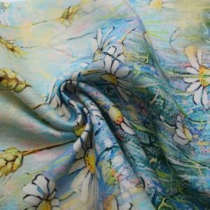 Knitted Woven Challis Viscose Crinkle Cotton Rayon Blend Fabric