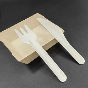 Biodegradable Compostable Paper Pulp Knife Fork Cutlery For Packing