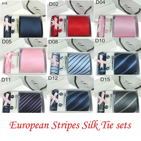 Quality 100% silk necktie set with cufflinks and hankerchief and giftbox for sale