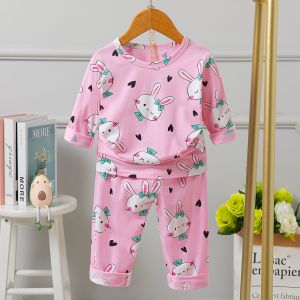 Buy cheap Age 6 Long Sleeve Cotton Pyjama Set 67cm Bust 130cm Height With Rabbit Pattern from wholesalers