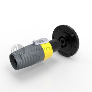 Four-Pole Round Terminal Loudspeaker Connector Plastic Male Socket Metal Insert