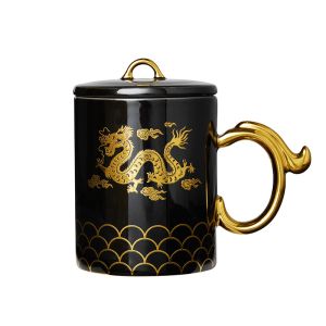 Buy cheap Custom Ceramic Mug Gold Handle Mug With Dragon Pattern from wholesalers