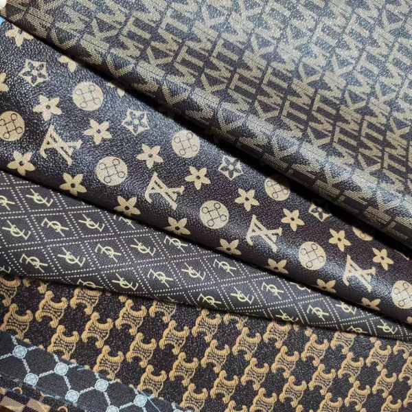 Vintage Letter Printed PVC Leather For Bags Soft Brush Bottom Eco Friendly