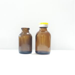 Buy cheap Industrial Medicine 100ml Glass Bottle With Rubber Stopper And Glass Caps Natural Color Transparent from wholesalers