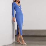 Buy cheap                  Knitwear Blue Rib Elegant Casual MIDI Plus Size Women′s Dresses Sexy Sweater Knit Dress              from wholesalers