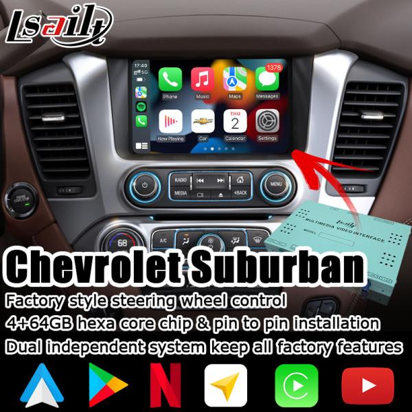 Quality Android auto carplay box interface for Chevrolet Suburban Tahoe with rearview WiFi video for sale