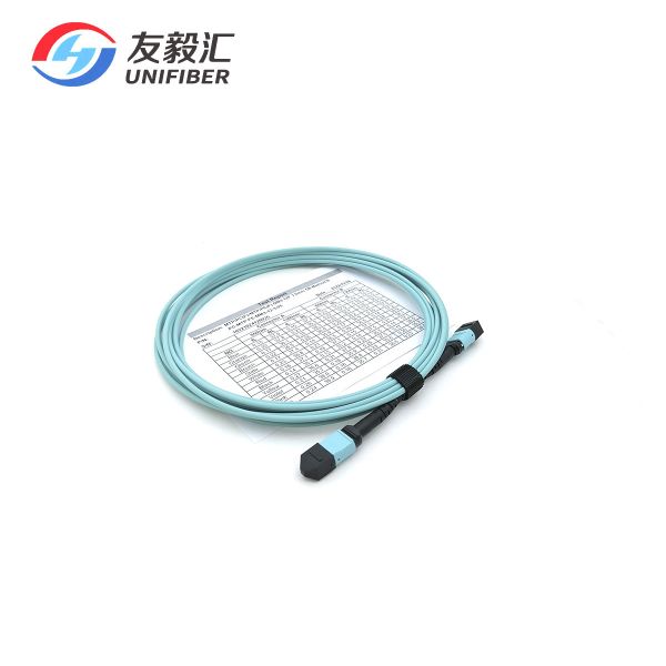 Multimode OM3 12F MTP - MTP Fiber Patch Cord Method B Aqua LSZH 5m