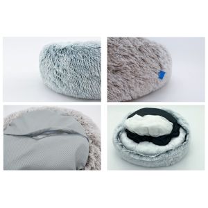 Soft Plush Round Donut Faux Fur Washable Dog Bed 23.6 Inch 60cm
