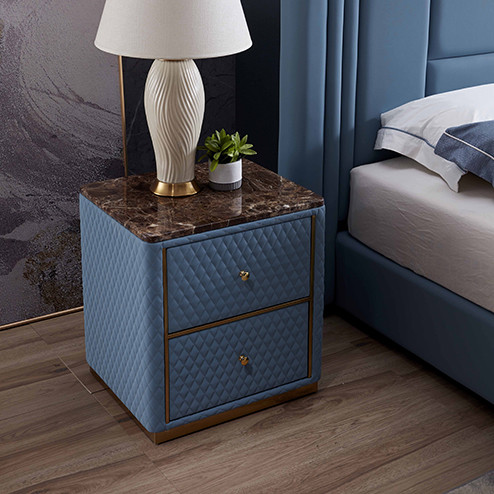 Quality 550x450mm Modern Bedside Tables Matted Leather Bedside Cabinet With Drawer for sale