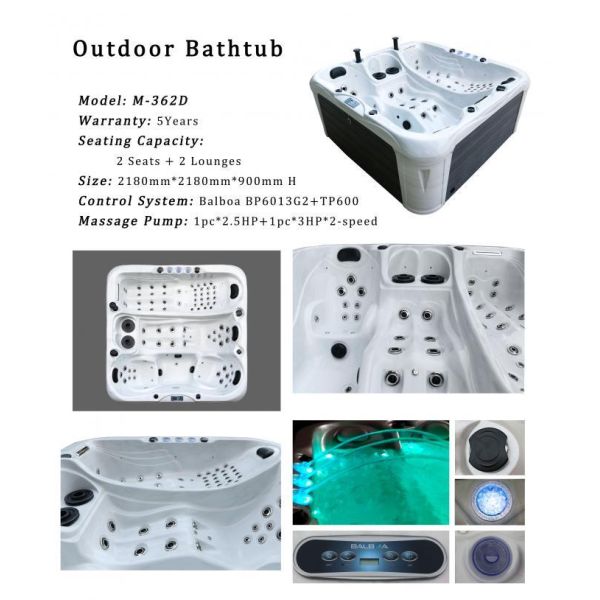 Luxury Garden 4 People Massage Hot Tub Spa For Adult Acrylic Bathtub With Bluetooth Cool Spa Hot Tub For Outdoor