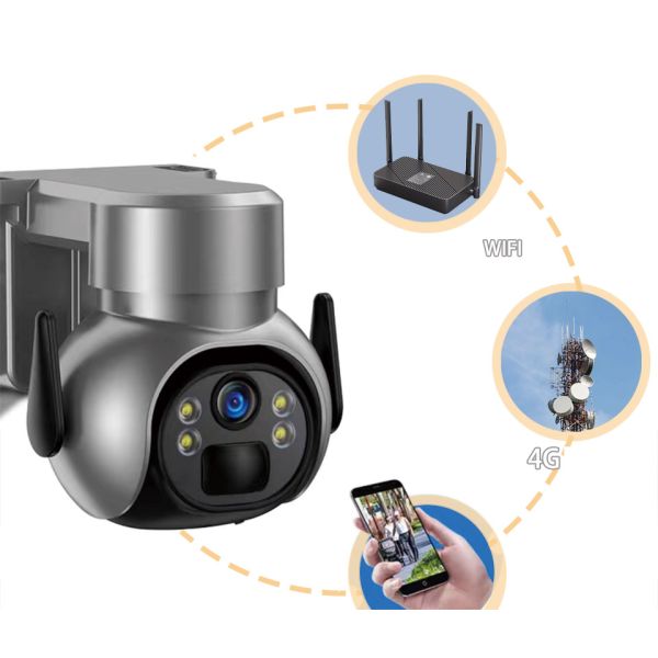 4MP Battery Powered Solar Panel Outdoor CCTV Camera Horizontal 360 ° Vertical 120°