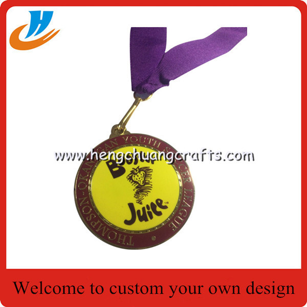 Custom 50mm size metal medals,die casting medals gold plated,high quality hard enamel process sports events medals