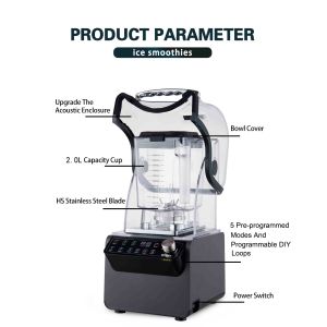 Unbreakable PC Jar Multifunctional Smoothies Blender 2L Commercial Milkshake