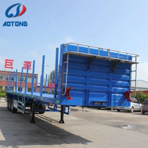 Mechanical/Air Suspension 3 Axle Flatbed Semi Trailer for Shipping Container