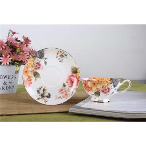 Buy cheap FDA Fancy printed Modern Handcrafted Bone China Cup Plate Set from wholesalers