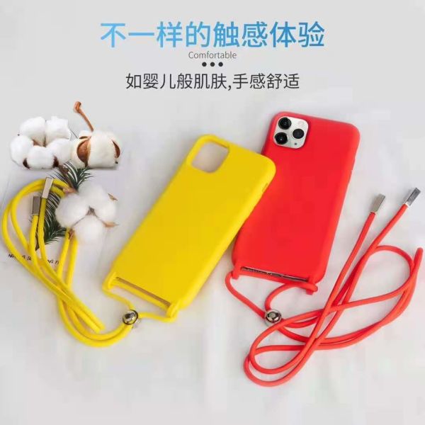 Quality iphone 6 to 12 Silicone Necklace Phone Case With Lanyard for sale