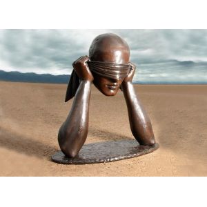 Buy cheap Contemporary Art Work Bronze Statue Blindfolded Man Head Shape Anti Corrosion from wholesalers