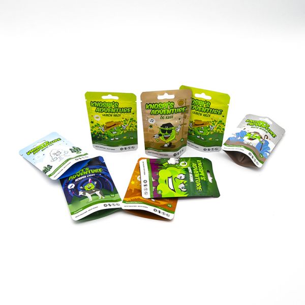 Custom Child Resistant Pouch Packaging Tamper Evident Holographic Black White