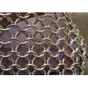Metal Mesh Drapery / Brass Wire Ring Mesh Curtain Conect With 8mm Circle Dia