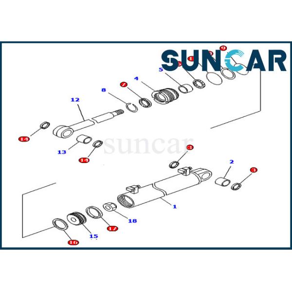 Quality Lift Cylinder Seal Kit 707-98-34580 Komatsu Replacement Kits For Power Angle Power Tilt Dozer for sale