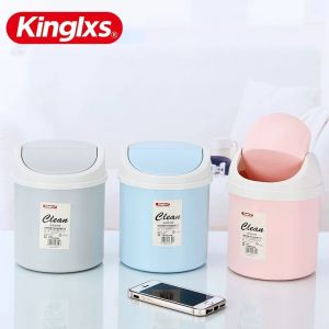 Open Top Mini Table Car Blue Kitchen Trash Can With Swing Lid