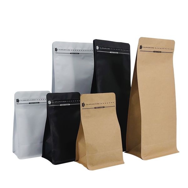 Quality Custom Logo Stand Up Coffee Bags Kraft Resealable Pouches for sale