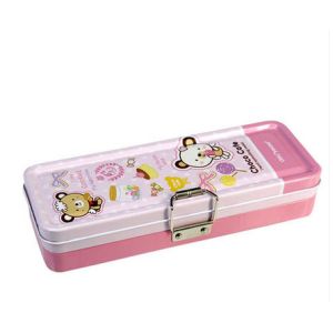 Buy cheap 2 Layers Rectangular Metal Pencil Tin Box For School Kids With Lock And Embossing from wholesalers