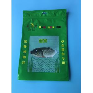 Custom Printed Green 3 Sided Sealed Composite Fish Bag With Transparent Window