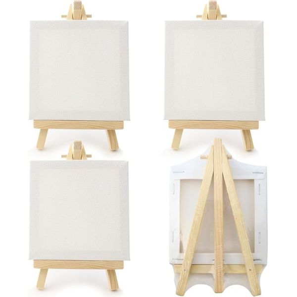 Quality 10x10cm Mini Canvas Board Sets With Easel For Painting , Art Stretched Canvas Boards for sale