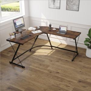 Buy cheap Reversible Corner L Shaped Computer Desk Brown For Home Office product