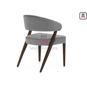 Buy cheap Enveloping Backrest Open Back Armrest Wood Restaurant Chair Gray Velvet from wholesalers