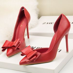 Buy cheap ZM016 3168-2 Fashionable And Elegant Sweet Bow High Heels Stiletto High Heels Shallow Pointy Side Hollow Single Shoes from wholesalers